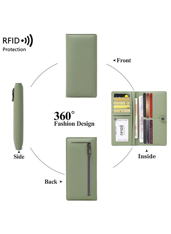 Ultra Slim Wallet for Women, Bifold Leather Ladies Wallet, RFID Wallet, Women RFID Blocking Credit Card Holder for Women, Matcha Green  - Image 4