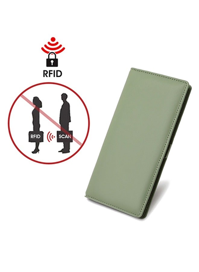 Ultra Slim Wallet for Women, Bifold Leather Ladies Wallet, RFID Wallet, Women RFID Blocking Credit Card Holder for Women, Matcha Green  - Image 5