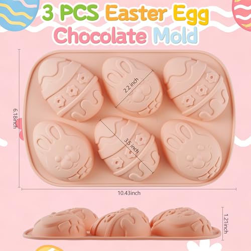 Vidotim 3Pack Easter Chocolate Mold,6 Cavity Easter Eggs Silicone Mold, Non-Stick Egg Baking Mold Tray,Egg Shaped Molds (Easter Eggs Mold) - Image 2