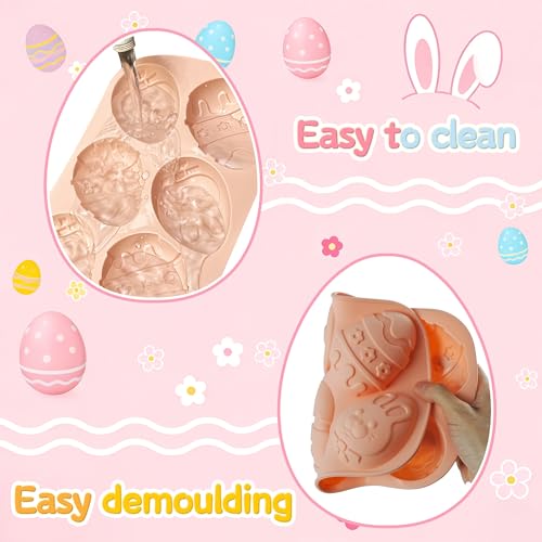 Vidotim 3Pack Easter Chocolate Mold,6 Cavity Easter Eggs Silicone Mold, Non-Stick Egg Baking Mold Tray,Egg Shaped Molds (Easter Eggs Mold) - Image 4