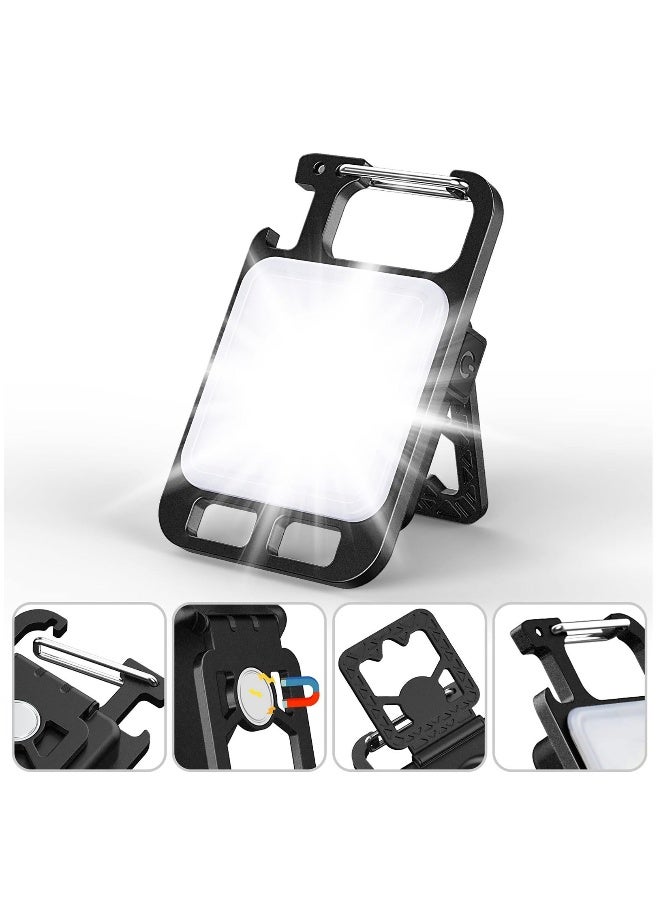 مصباح ميني COB بحجم المفتاح، قابل لإعادة الشحن، مغناطيسي، 4 أوضاع، حامل قابل للطي وفتاح زجاجات، مصباح طوارئ مدمج لرحلات الصيد الليلية، والتخييم، والمشي - Image 1