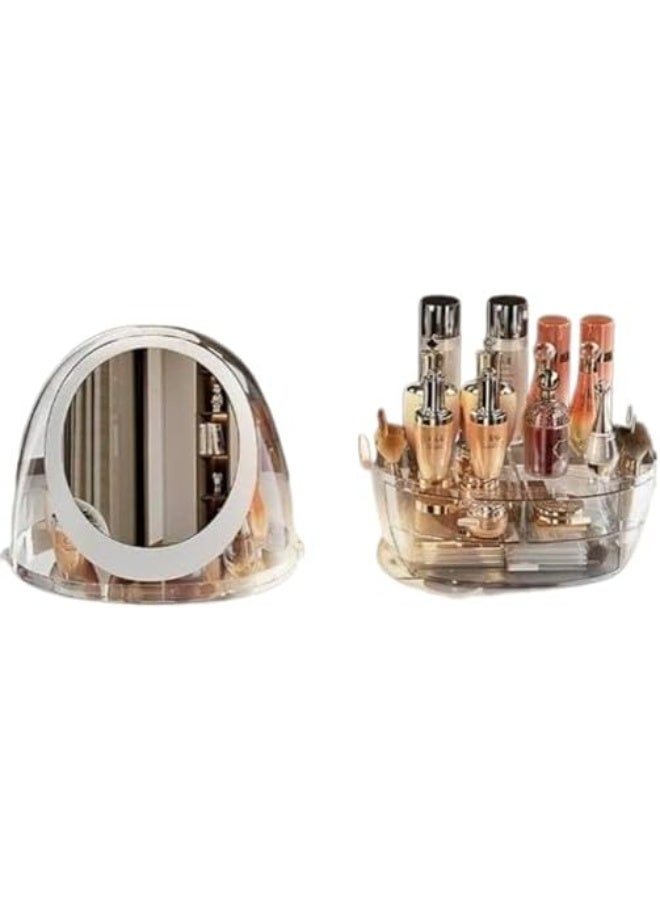 Transparent Dustproof Jewelry & Makeup Organizer – 3 Drawers with Smart Dividers and LED Mirror - Image 3