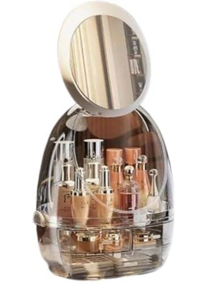 Transparent Dustproof Jewelry & Makeup Organizer – 3 Drawers with Smart Dividers and LED Mirror - Image 2