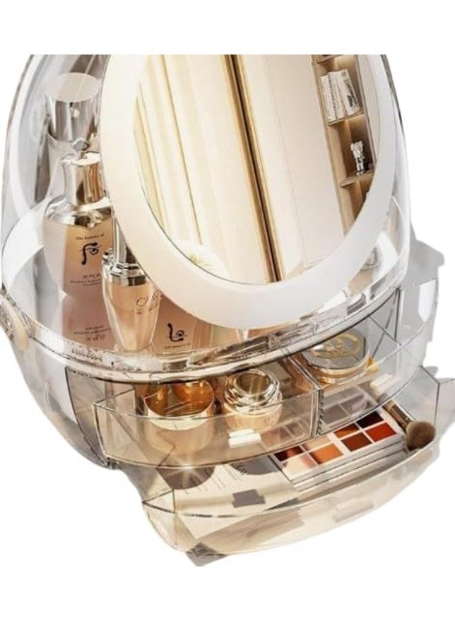 Transparent Dustproof Jewelry & Makeup Organizer – 3 Drawers with Smart Dividers and LED Mirror - Image 4