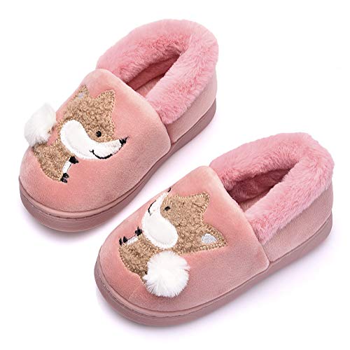 Ainikas Toddler Boys Girls Slippers Fluffy Little Kids House Slippers Warm Cute Animal Home Slipper, Pink 5.5-7 Toddler - Image 1