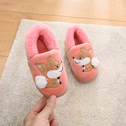 Ainikas Toddler Boys Girls Slippers Fluffy Little Kids House Slippers Warm Cute Animal Home Slipper, Pink 5.5-7 Toddler - Image 2