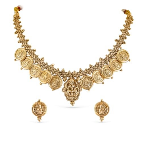 Rubans Gold Plated Choker Set Traditional Temple Jewellery Lakshmi Coin Motif Gift for Women & Girls - Image 1