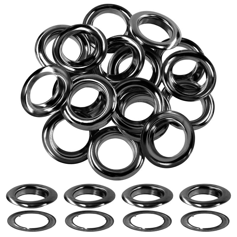 Hilitchi 40Pcs 1 Inch - 25mm Gun-Black Thicken Grommet Eyelets Metal Eyelets with Washers Assortment Kit, Hole Self Backing Eyelet for Bead Cores, Clothes, Leather, Canvas - Image 1