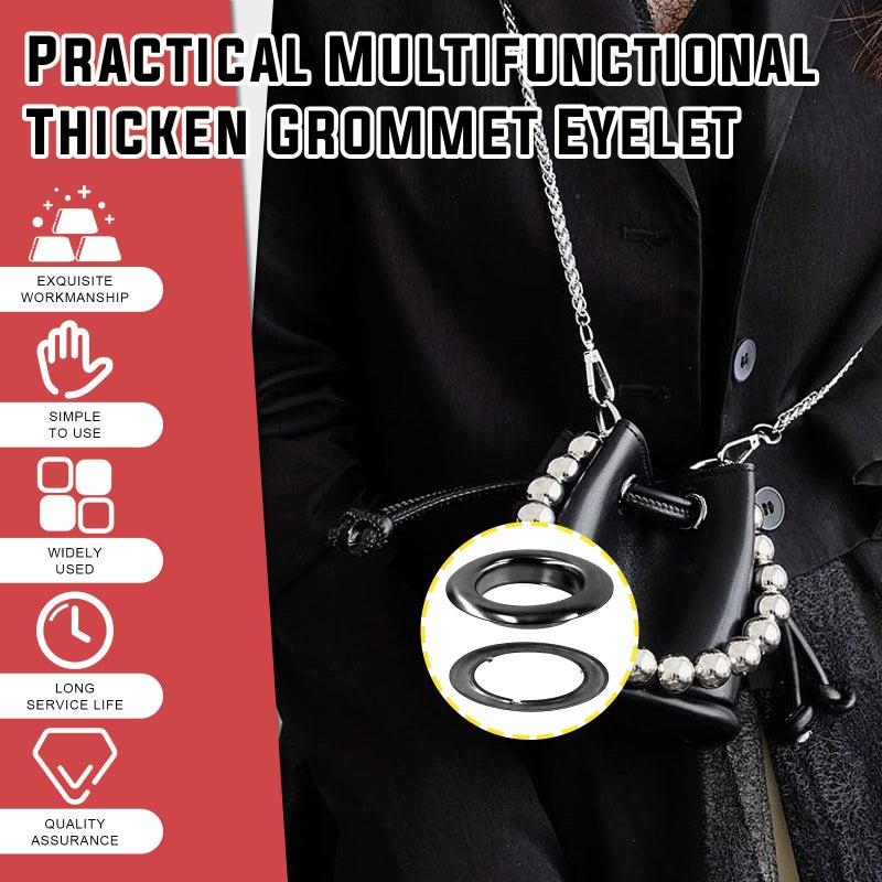 Hilitchi 40Pcs 1 Inch - 25mm Gun-Black Thicken Grommet Eyelets Metal Eyelets with Washers Assortment Kit, Hole Self Backing Eyelet for Bead Cores, Clothes, Leather, Canvas - Image 3