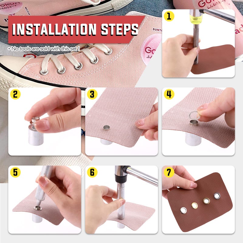 Hilitchi 40Pcs 1 Inch - 25mm Gun-Black Thicken Grommet Eyelets Metal Eyelets with Washers Assortment Kit, Hole Self Backing Eyelet for Bead Cores, Clothes, Leather, Canvas - Image 5