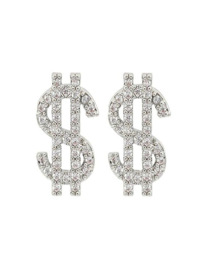 FORUBUS Crystal Dollar Sign Stud Earrings, Glittering Rhinestone Money Sign Ear Studs for Women Chic Style Jewelry-studs - Image 1