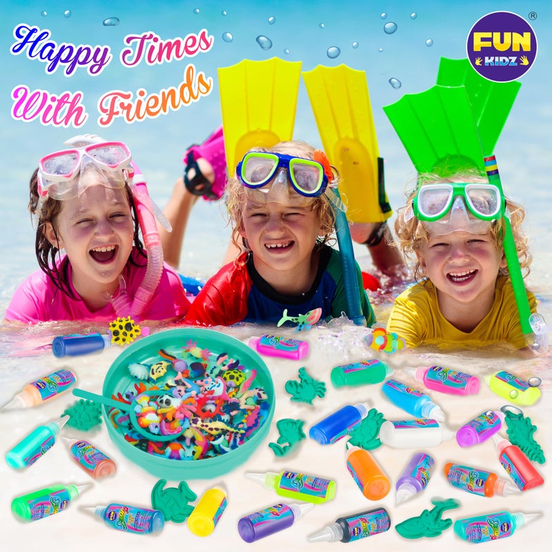 FUN KIDZ Ocean Magic Water Elves Toys Kit, FunKidz Aqua Squishy Craft Kit for Kids 25 Bright Ocean Colors Gel 16 Ocan Creature Molds Great Birthday Gift for Boys Girls Summer Activities - Image 5