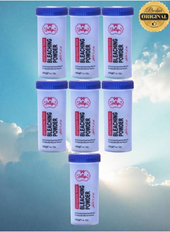JELLY 7 Pieces Hair Bleaching Powder Oil Enriched Dust Free Blonder For Beautiful Blonde Results 400g  - Image 1