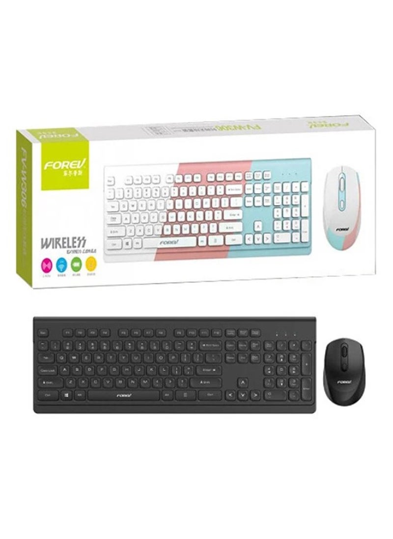 Forev - Wireless Gaming keyboard and mouse suit Esports Light-Emitting Office Desktop Laptop  Keyboard (FV-W306 - black) - Image 1