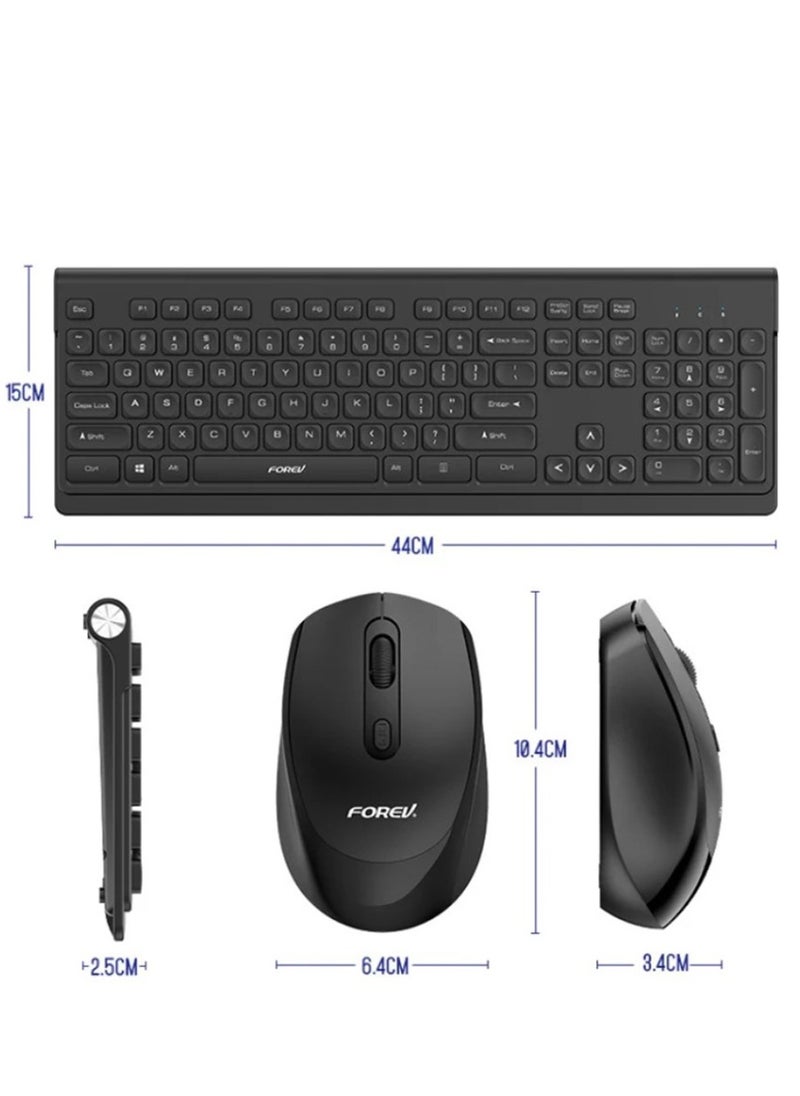 Forev - Wireless Gaming keyboard and mouse suit Esports Light-Emitting Office Desktop Laptop  Keyboard (FV-W306 - black) - Image 1