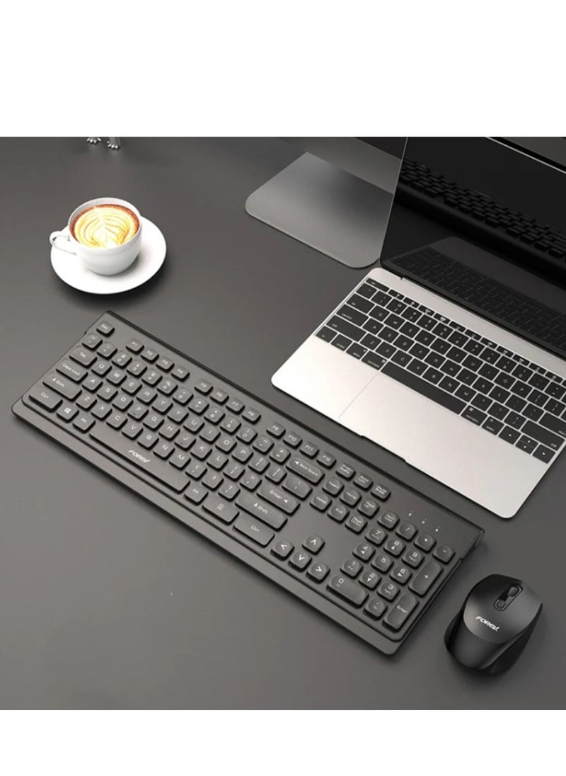 Forev - Wireless Gaming keyboard and mouse suit Esports Light-Emitting Office Desktop Laptop  Keyboard (FV-W306 - black) - Image 1