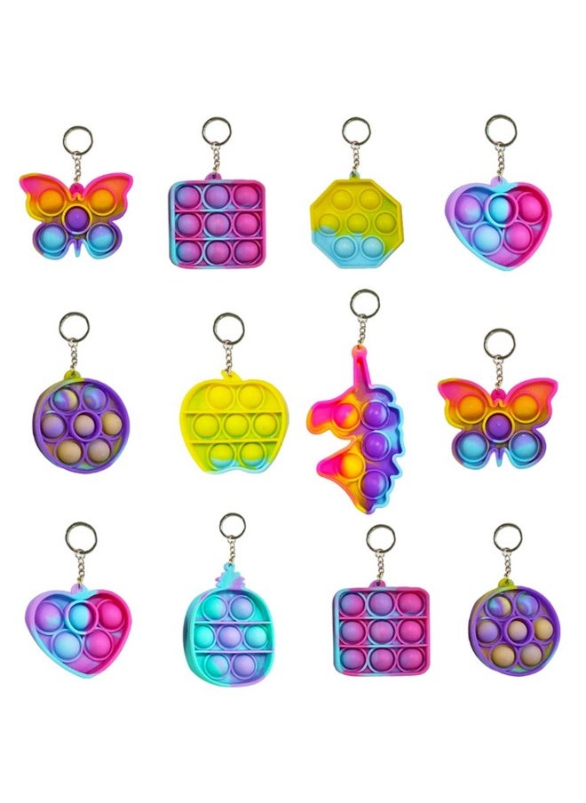Party Propz Party Propz Pop It Pop Keychain - 12 Pcs Assorted, Return Gifts for Kids | Simple Fidget Popper Toy | Popit Key chains for Kids Return Gifts | Cute Keychains for Girls | Kids Return Gifts for Birthday  - Image 1