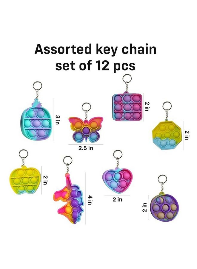 Party Propz Party Propz Pop It Pop Keychain - 12 Pcs Assorted, Return Gifts for Kids | Simple Fidget Popper Toy | Popit Key chains for Kids Return Gifts | Cute Keychains for Girls | Kids Return Gifts for Birthday  - Image 2