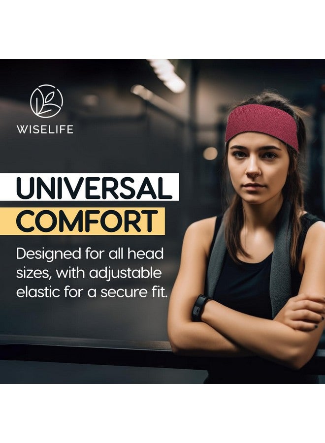 وايز لايف ناتشورالز عصابة رأس خفيفة الوزن من WiseLife للرجال والنساء | عصابة رأس بدون حمالات للصالة الرياضية | عصابة رأس رياضية للجنسين لممارسة الرياضة واللياقة البدنية والتمرين والتنس وركوب الدراجات وكرة الريشة والرياضات الأخرى (عنابي) - Image 3