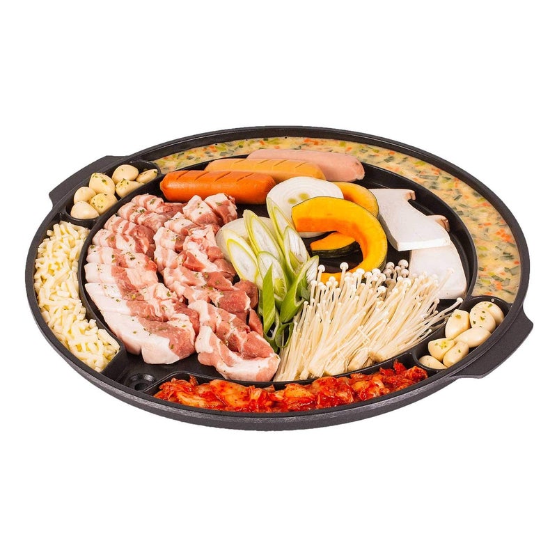 COOKKING  Master Grill Pan Korean Traditional BBQ Grill Pan  Stovetop Nonstick IndoorOutdoor Smokeless BBQ Cast Aluminum Grill Pan