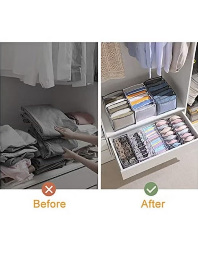 4 Pieces 7 Grids Washable Wardrobe Clothes Organizer