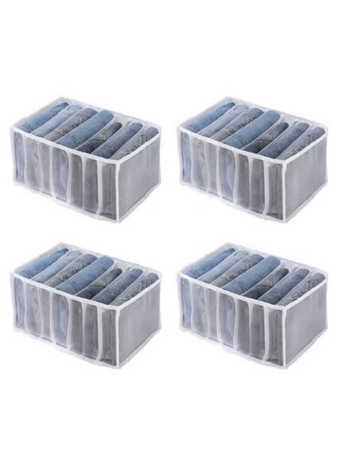 4 Pieces 7 Grids Washable Wardrobe Clothes Organizer