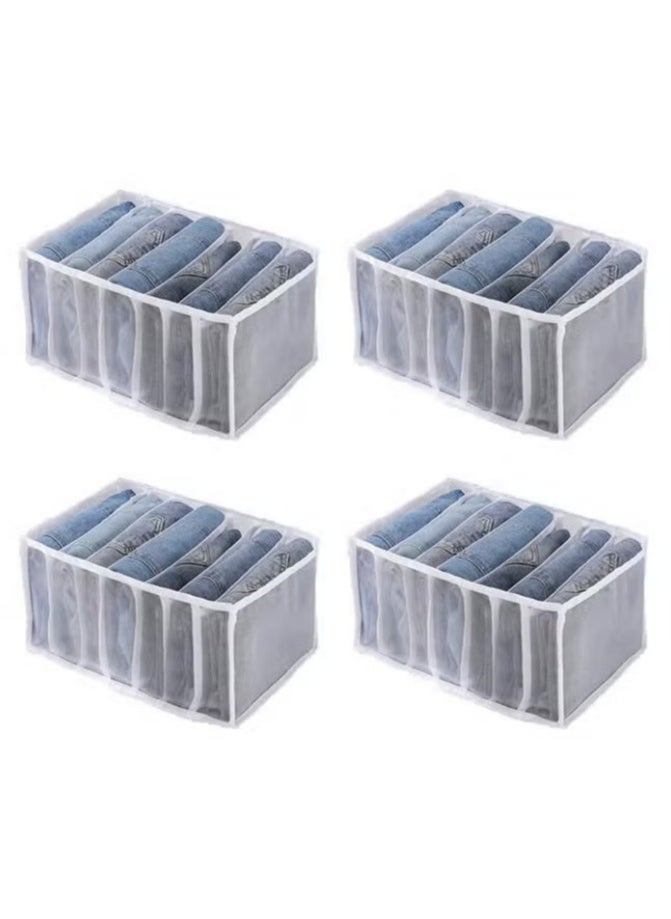4 Pieces 7 Grids Washable Wardrobe Clothes Organizer