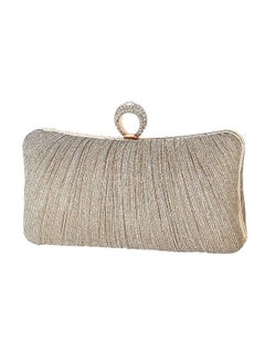 Women's Gold Clutch, Party Bag, Womens Golden Glitter Clutch Purse Pleated Evening Bag for Party, Wedding, Dinner(Champagne Color)