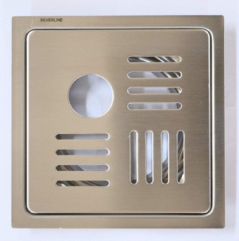Silverline SILVER LINE Stainless Steel Bathroom Drain, Floor Jali, MATT Finish, Size 6" x 6" (Pack of 1) - Image 1