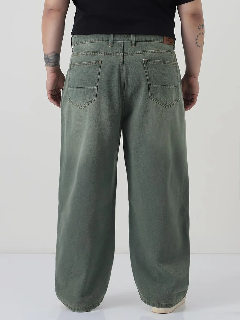 Urbano Fashion  Urbano Plus Men's Grey Loose Baggy Fit Heavy Washed Jeans Non-Stretchable  | Best Price UAE