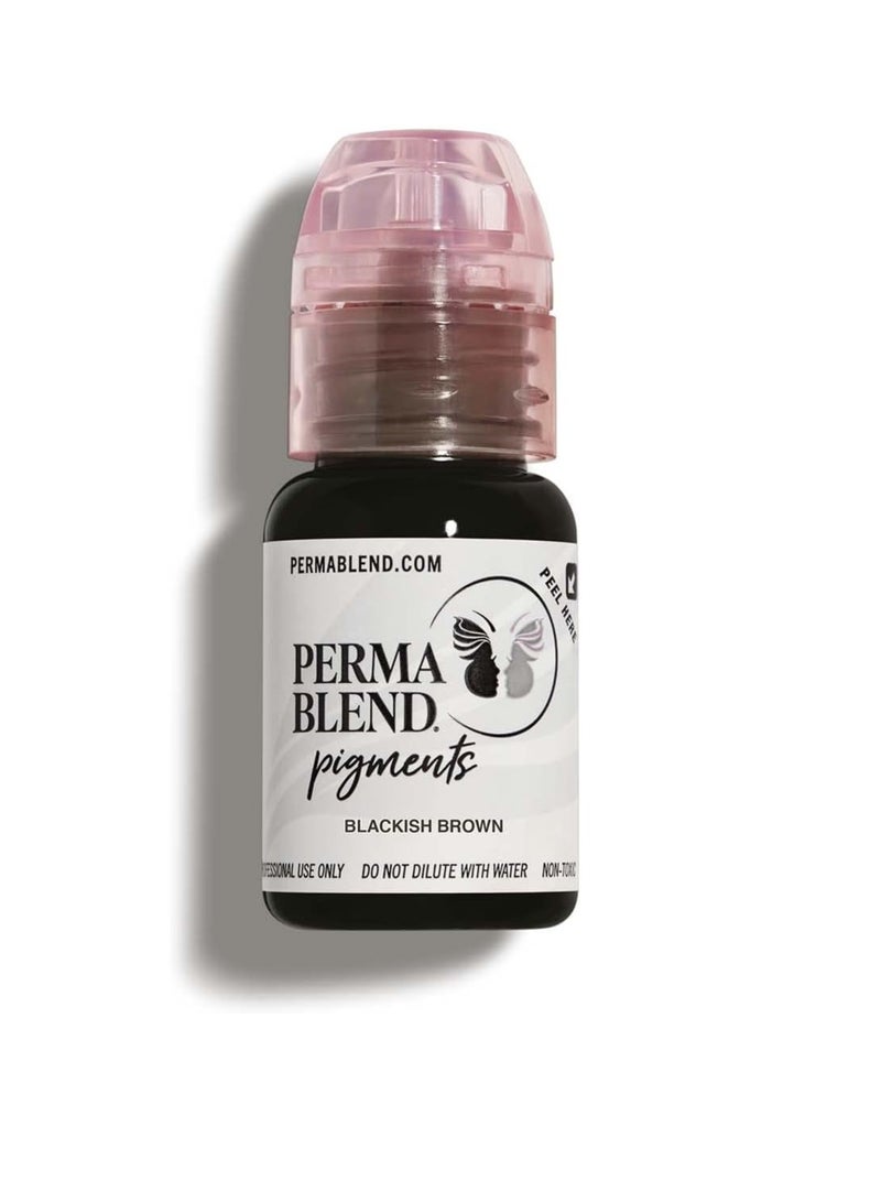 Perma Blend Perma Blend - Blackish Brown Tattoo Ink - Microblading Supplies for Eyebrow Tattoo or Eyeliner Permanent Makeup - Professional Tattoo Ink in Dark Blackish Brown - High Opacity - Vegan (0.5 oz)  - Image 1