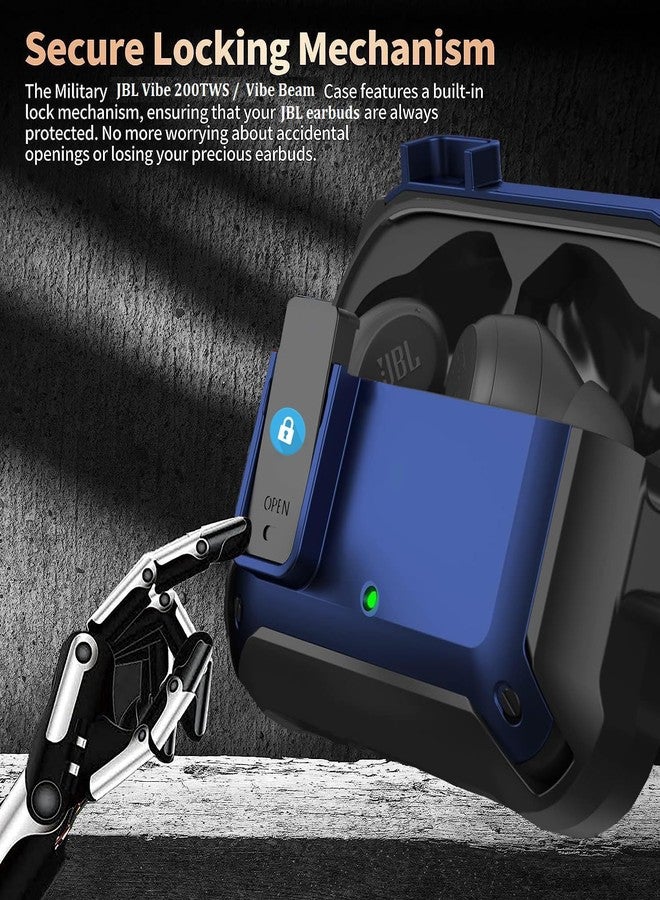 OTOPO Case for JBL Vibe 200TWS/JBL Vibe Beam, Heavy Duty Protection, Modern Design, Black/Blue, Unisex, Protecting Earbuds During Daily Use, Active Use, Convenient Charging - Image 2