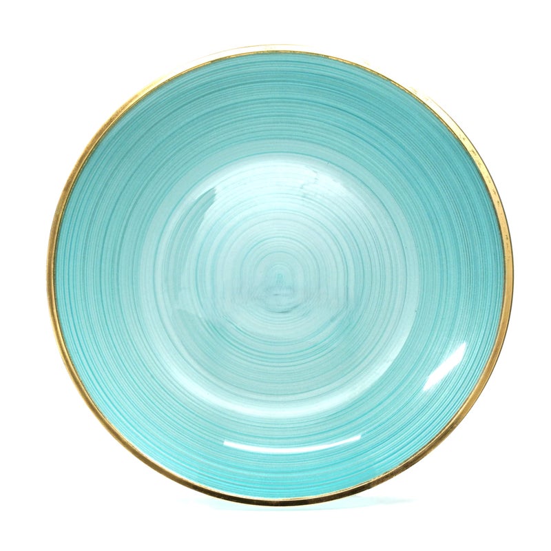 OCCASIONS FINEST PLASTIC TABLEWARE " OCCASIONS " 50 Plates Pack (25 Guests)-Wedding Party Disposable Plastic Plate Set -25 x 10'' Dinner + 25 x 7'' Salad & Dessert plates (Belize in Aqua & Gold) - Image 2