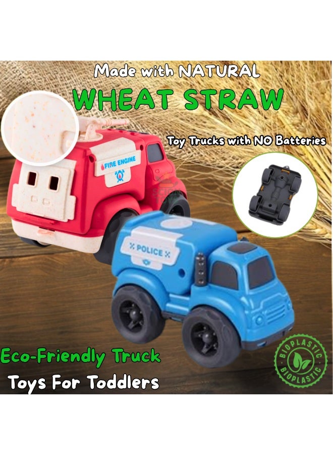 Scion Toys Eco-Friendly Toddler Toys Cars Set for 1-4 Year Old Boys & Girls – Push and Go Police Truck & Fire Truck Toy Set | BPA PVC Phthalate Free | Outdoor & Travel Car Toys | Kids Birthday Gift UAE - Image 2