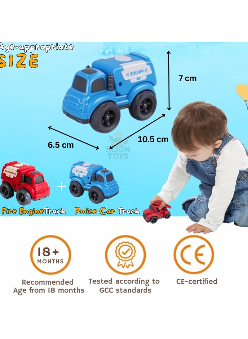 Scion Toys Eco-Friendly Toddler Toys Cars Set for 1-4 Year Old Boys & Girls – Push and Go Police Truck & Fire Truck Toy Set | BPA PVC Phthalate Free | Outdoor & Travel Car Toys | Kids Birthday Gift UAE - Image 5