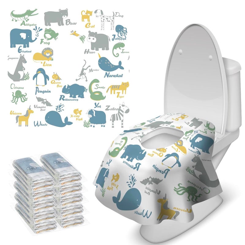 Blissful Diary 20 Pcs Toilet Seat Covers Disposable for Toddlers & Adults, Extra Large Waterproof, Portable Package for Travel, Kids Potty Training - Image 1