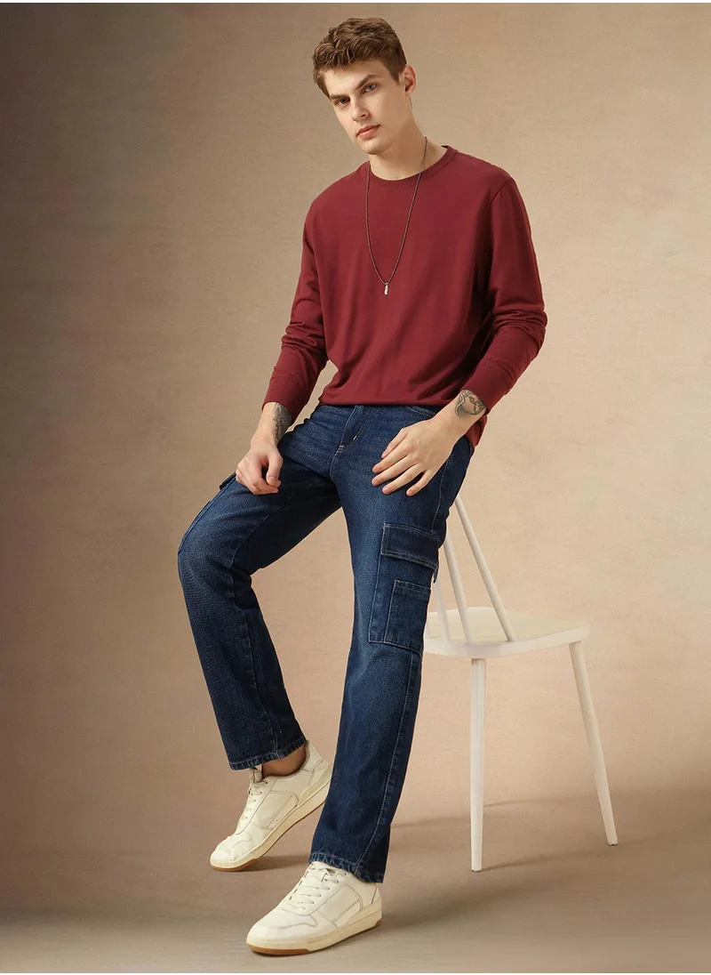 Dennis Lingo Men's Indigo 100% Cotton Solid Full Length Relaxed Fit Jeans
