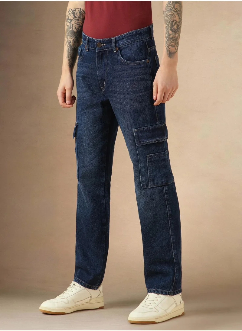 Dennis Lingo Men's Indigo 100% Cotton Solid Full Length Relaxed Fit Jeans
