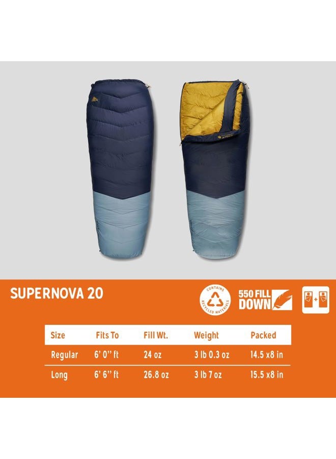 Kelty Supernova 20 Degree Down Sleeping Bag, Compact + Lightweight, Roomy Shape for All Body Types and Sleep Positions, Recycled Shell Fabrics, 2024 (Regular) - Image 2