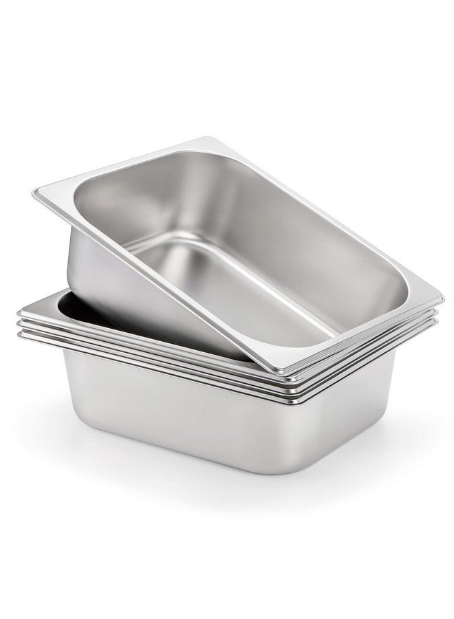 TOPZEA TOPZEA 4 Pack Half Size Hotel Pans, 1/2 Size 4" Deep Stainless Steel Steam Table Pan Catering Food Pan Chafing Dishes Dinner Buffet Server Breading Tray Batter Bowl for Food Prep, Breading, Restaurant  - Image 3