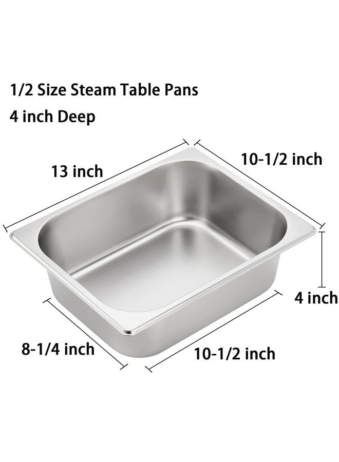 TOPZEA TOPZEA 4 Pack Half Size Hotel Pans, 1/2 Size 4" Deep Stainless Steel Steam Table Pan Catering Food Pan Chafing Dishes Dinner Buffet Server Breading Tray Batter Bowl for Food Prep, Breading, Restaurant  - Image 2