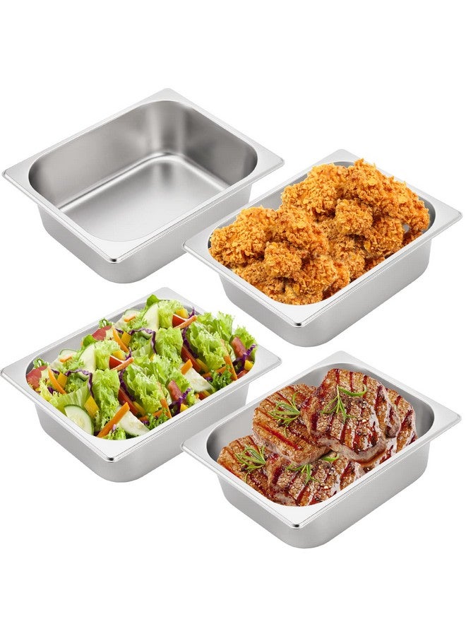 TOPZEA TOPZEA 4 Pack Half Size Hotel Pans, 1/2 Size 4" Deep Stainless Steel Steam Table Pan Catering Food Pan Chafing Dishes Dinner Buffet Server Breading Tray Batter Bowl for Food Prep, Breading, Restaurant  - Image 1