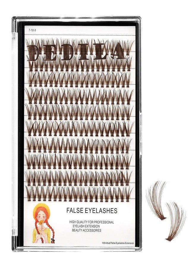 Dedila Grafting 20Roots Brown Color Makeup Cluster Eyelashes Thickness 0.07mm D Curl Individula False Eyelashes Dramatic 3D Volume Eye Lashes Extensions 10-20mm to Choose (12mm) - Image 1