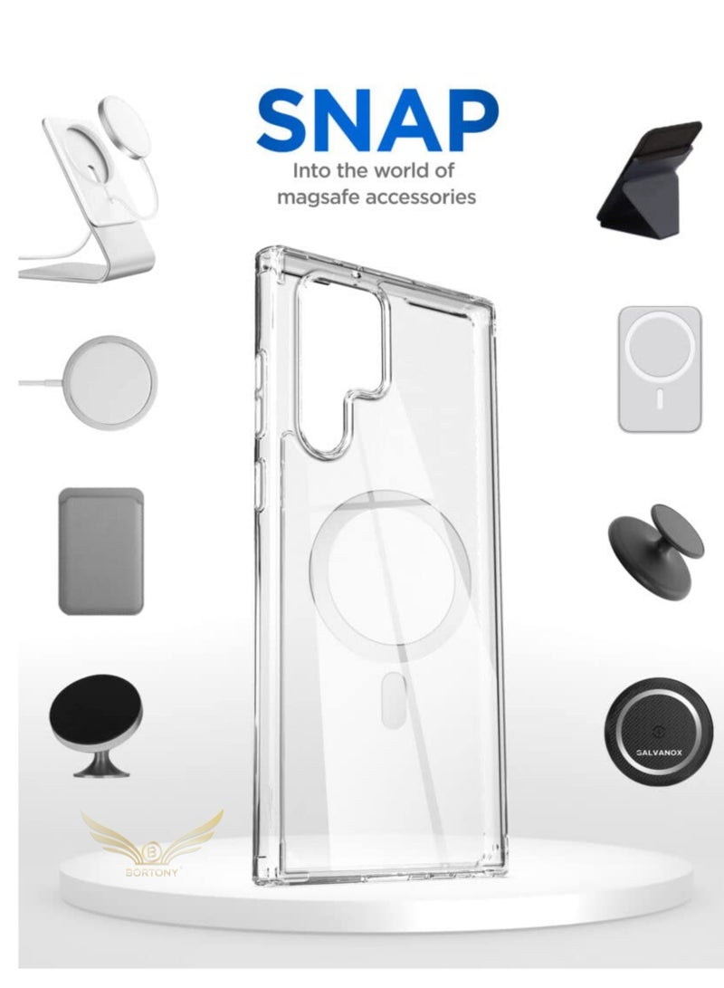 BORTONY Galaxy S22 Ultra Magnetic Case Compatible with Magsafe Charging and Accessories Anti Yellowing Anti Scratch Hard Back Cover - Image 3