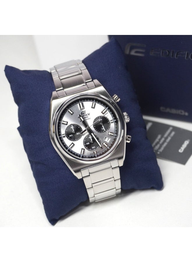 CASIO ساعة كاسيو إيديفيس الرياضية الكرونوغراف EFB-730D-7A، 40 مم قرص فضي، سوار من الفولاذ المقاوم للصدأ، مقاومة للماء حتى 100 م - Image 1