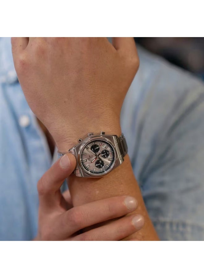 CASIO ساعة كاسيو إيديفيس الرياضية الكرونوغراف EFB-730D-7A، 40 مم قرص فضي، سوار من الفولاذ المقاوم للصدأ، مقاومة للماء حتى 100 م - Image 4