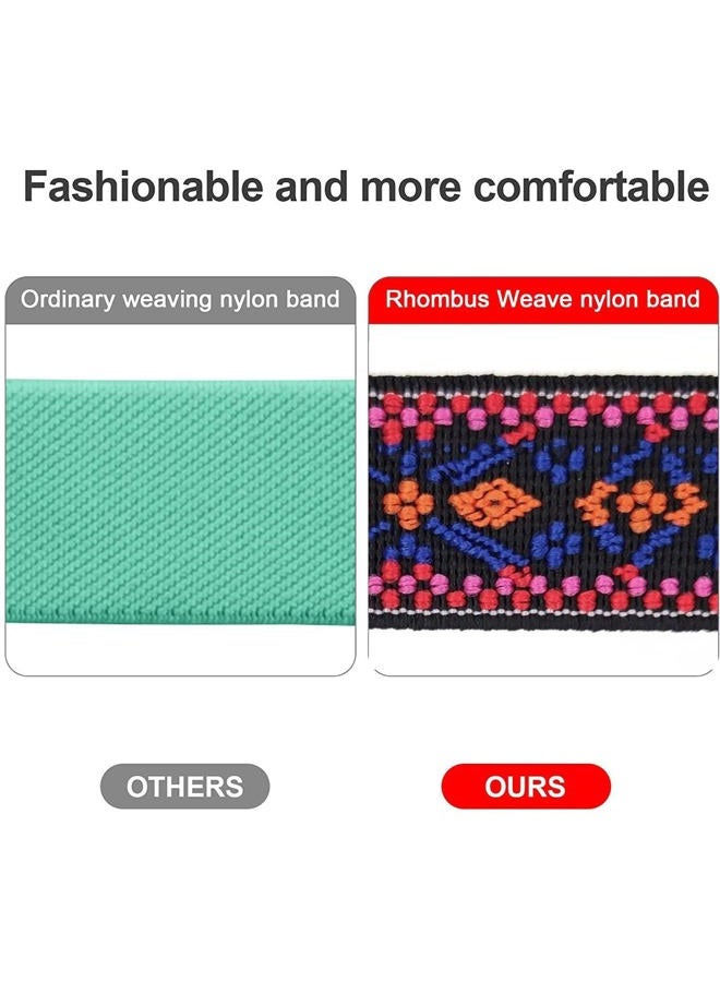 Abanen 2 Pack Elastic Bands for Fitbit Charge 6 / Charge 5, Soft Nylon Stretchy Embroidery Loop Breathable Wristband Strap with Adjustable Clasp for Charge 5 Advanced Tracker (Blue Pink- Red Orange) - Image 5