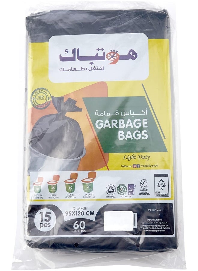 Hotpack Hotpack Garbage Bag 95x120cm, 60 Gallon, 15 Pieces, Pack of 3 45 Bags  - Image 2