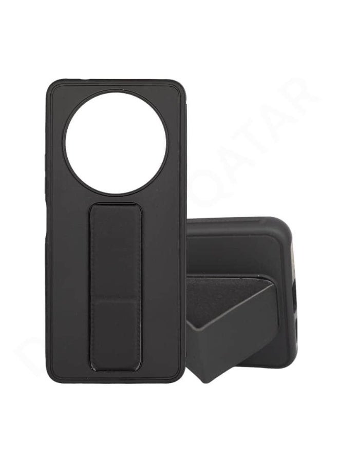 Case Cover for OPPO Reno 12F with Magnetic Hand Grip Slim 3-in-1 Protective Phone Case in Sleek Black Magnetic Grip, Kickstand & Anti-Drop Design Secure, Comfortable Handling for Oppo Reno 12f Black - Image 1