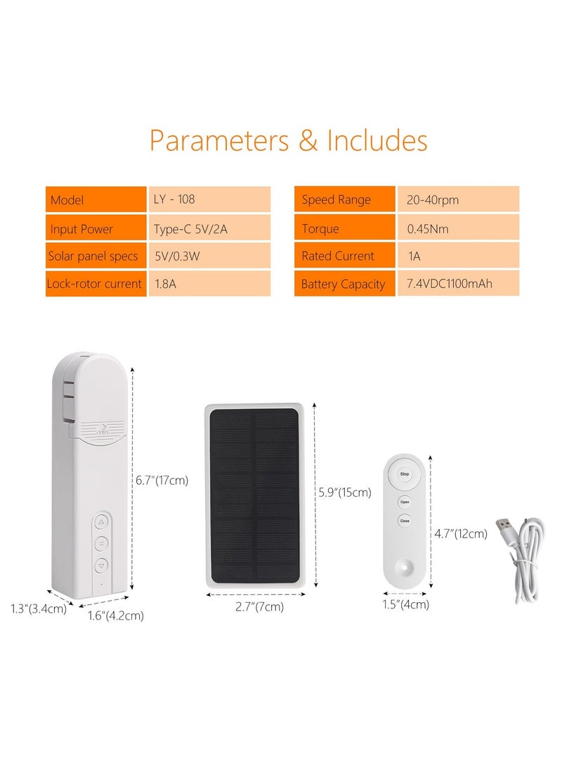 Excefore - Smart Chain Blinds Motor, Electric Roller Blind Driver - Smart Electric Blinds with Bluetooth Remote Control, Solar Powered, Add Hub to Make it Compatible with Alexa & Google Home - Image 1
